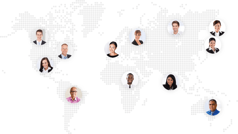 A global community connected across a world map